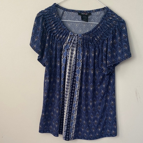 Style & Co. Navy Geometric Blouse - Picture 1 of 4